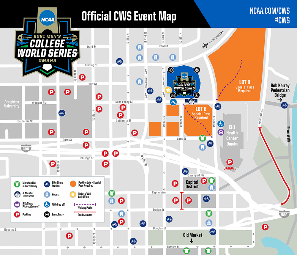 Omaha map of surrounding area of TD Ameritrade Park