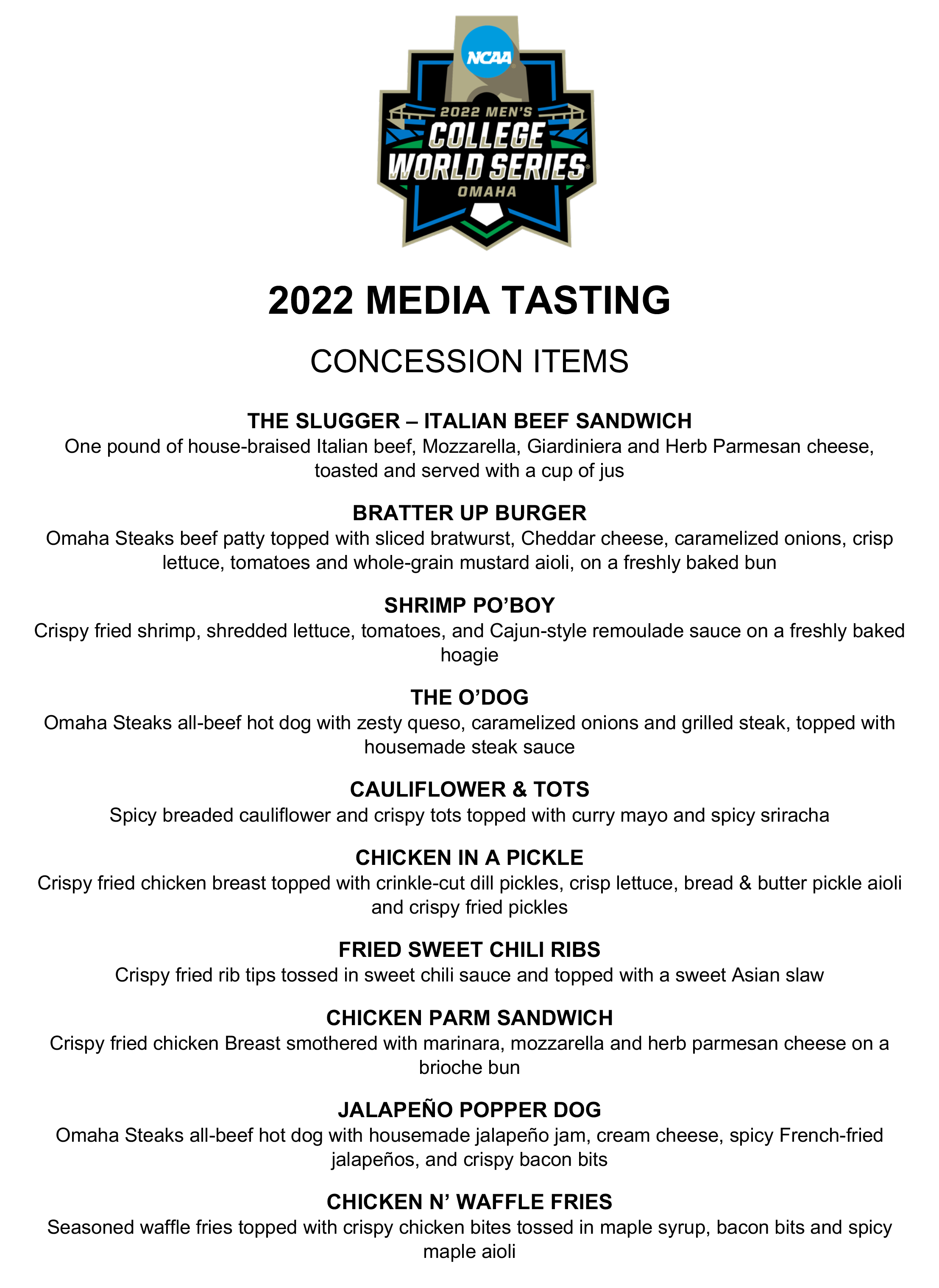 Omaha Media Event: College World Series Food Tasting 2022, 15 June – OMAHA  BLOG: OMAHA EVENTS AND MORE!