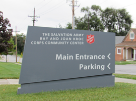 Kroc Center sign for main entrance