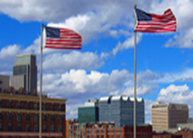 Two American flags with